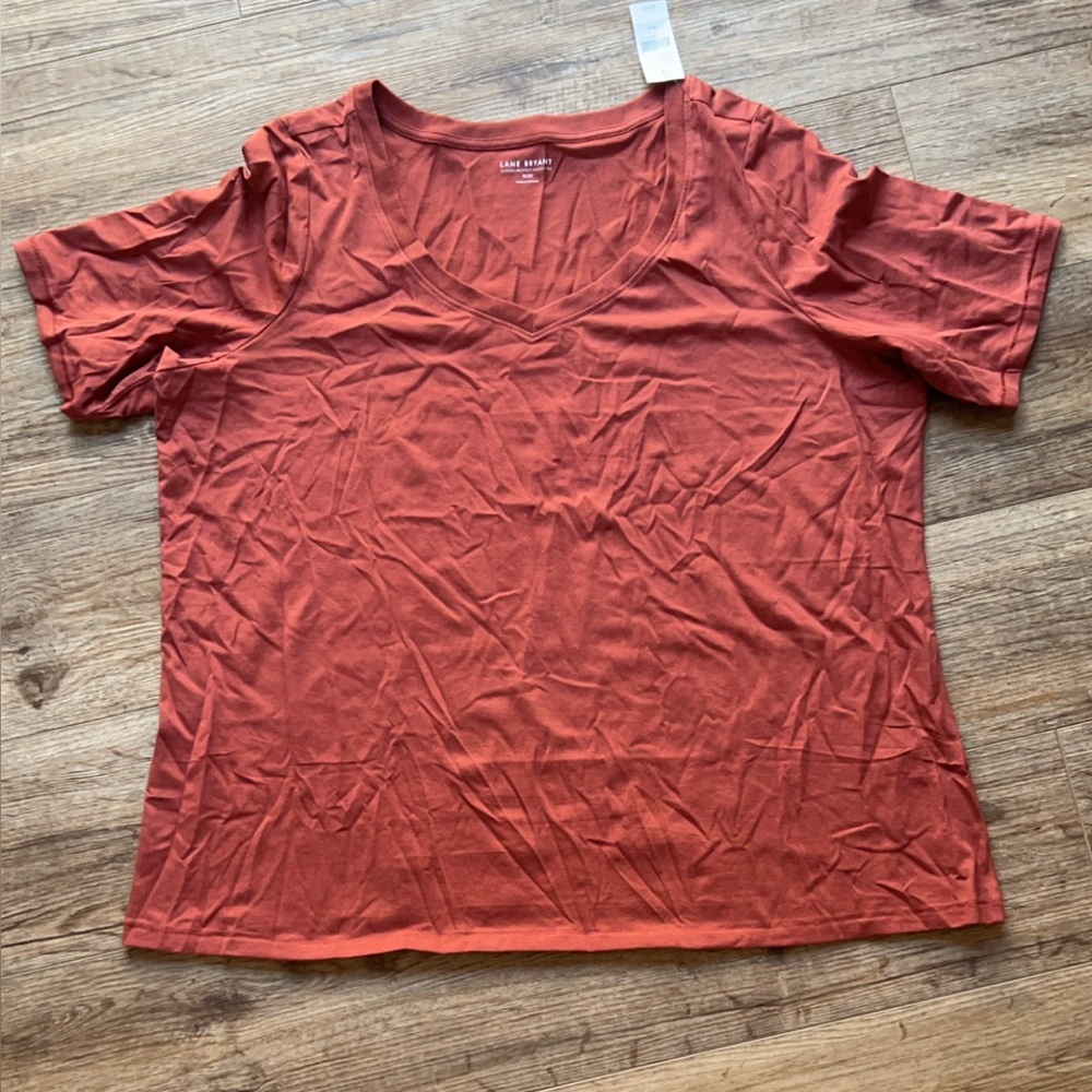 V-Neck Short Sleeve Top in Rust